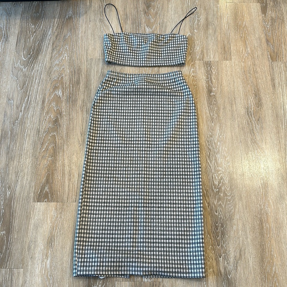 Reformation Callista Two Piece in Beige Check